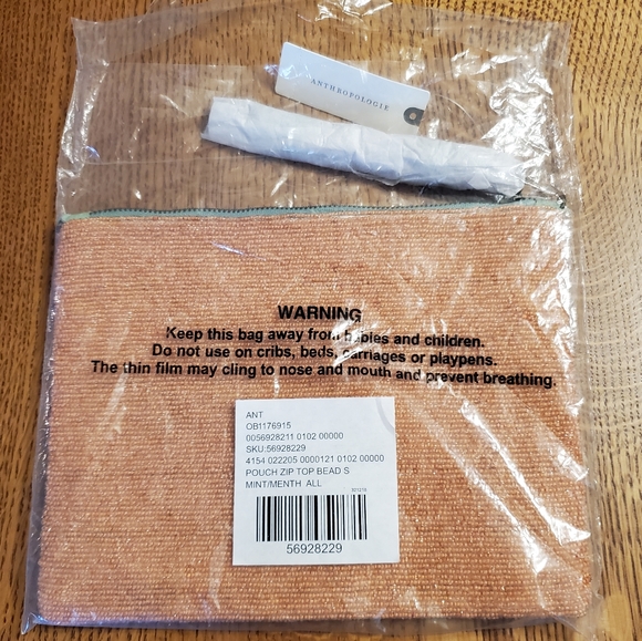 Anthropologie Aurore Beaded Clutch- pink + stripes - Picture 7 of 7